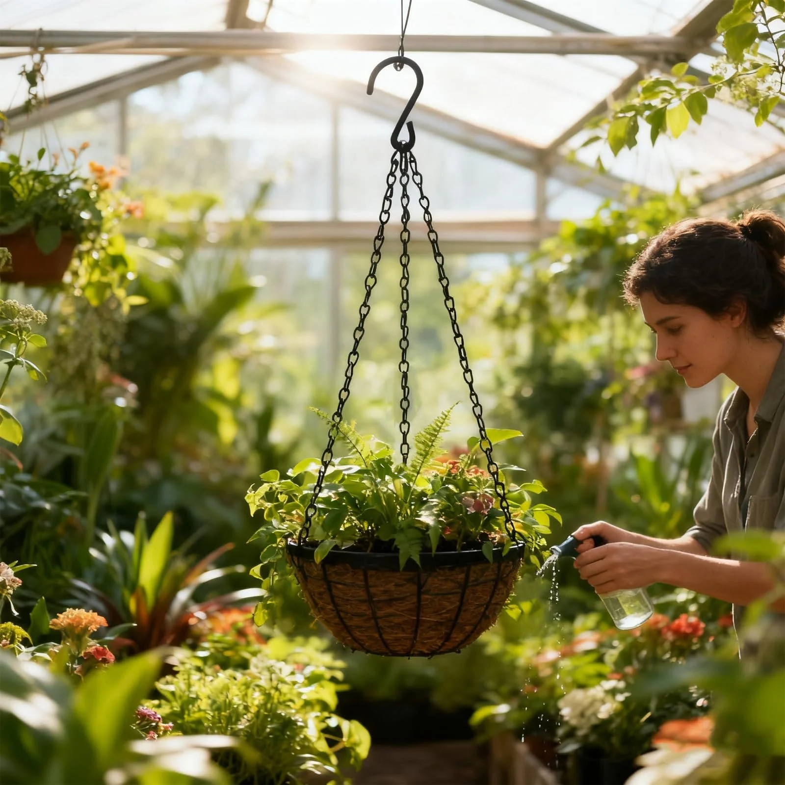 Набор цепочек для подвесных кашпо 6 шт. с S-образными крючками 3-точечный черный, фото №5