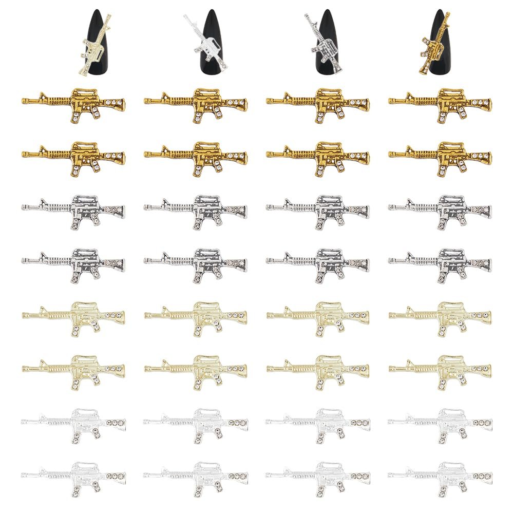 Форма пістолета, 40 шт різних кольорів прикраси для нігтів, фото №1