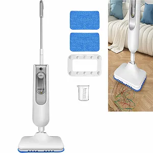 Паровая швабра и ручной пароочиститель 2 в 1 с насадками и 2 сменными накладками - Фото 1