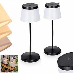 Настільна лампа Algeraz LED набір із 2 шт. димована метал/пластик USB-C акумулятор 1.5 Ват 139 Люмен 3000 Кельвін чорний/білий - Фото 1