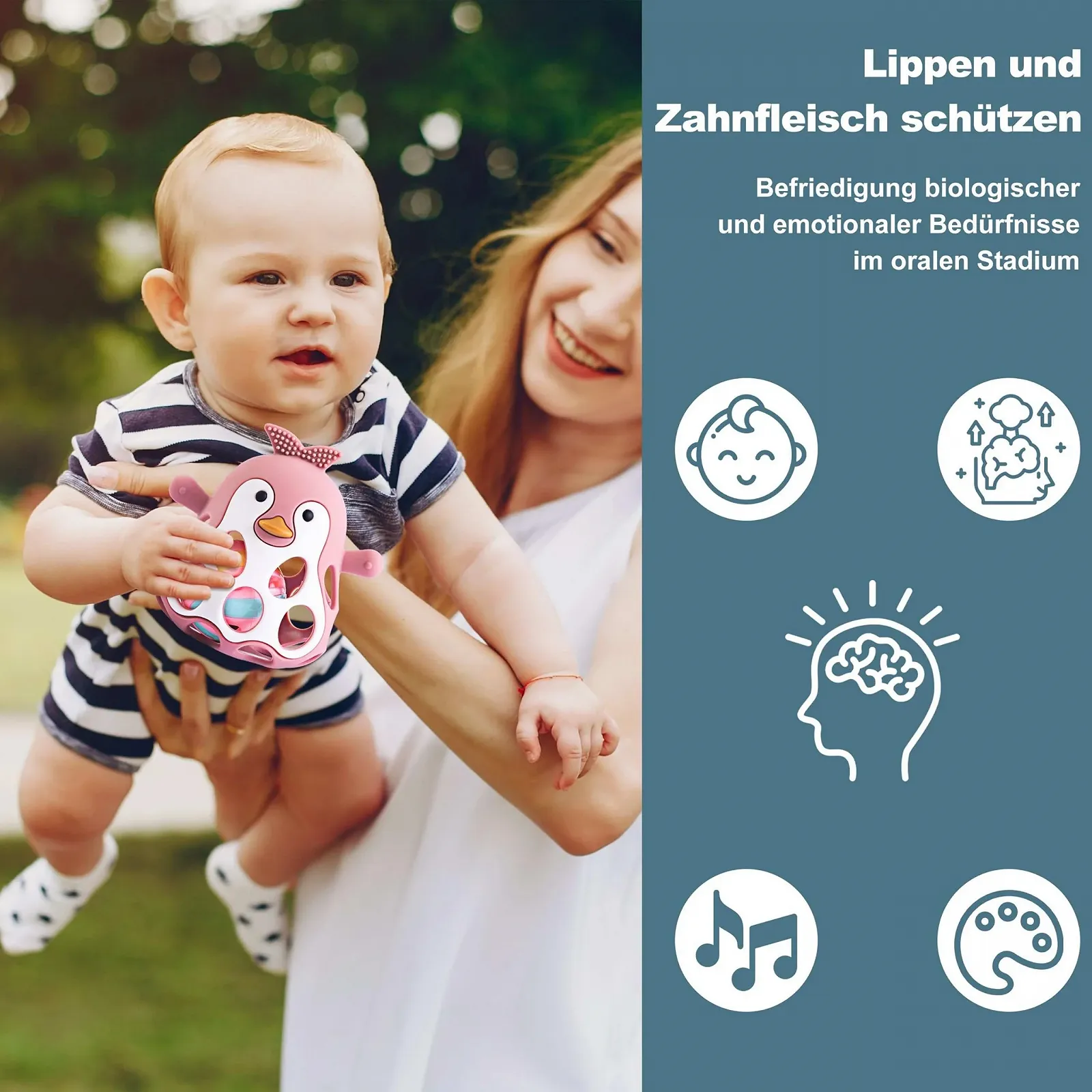 Погремушка-прорезыватель Farout Пингвин, игрушка для развития моторики Oball, розовый, фото №5 Погремушка-прорезыватель Farout Пингвин, игрушка для развития моторики Oball, розовый, фото №5