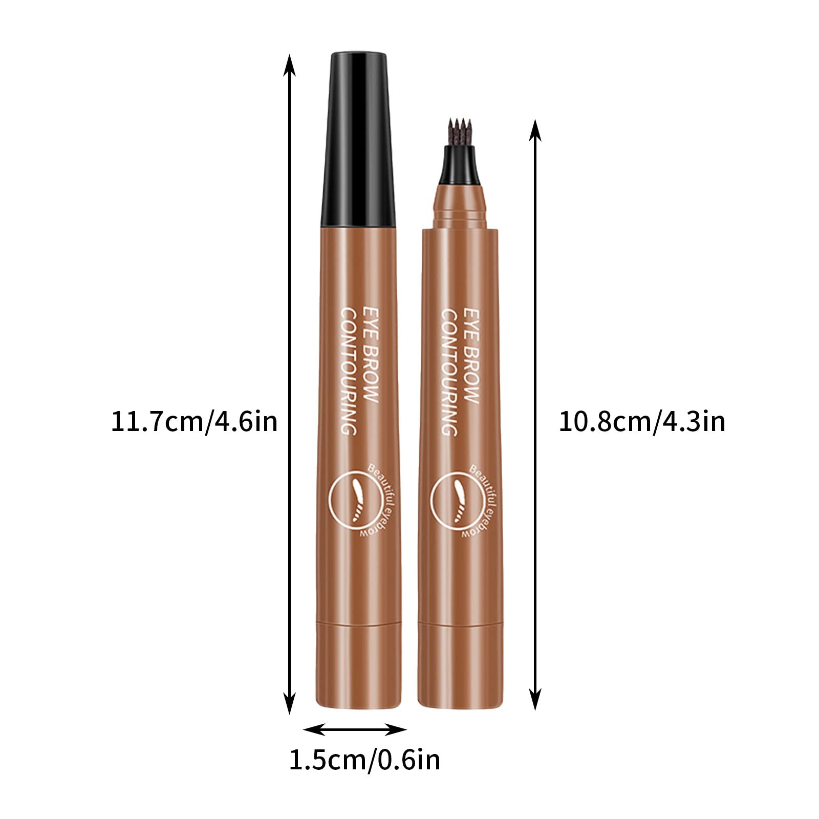 Олівець для брів 4 Points 4 Tipped Liquid Waterproof Long-Lasting Dark Brown + Light Brown, фото №7