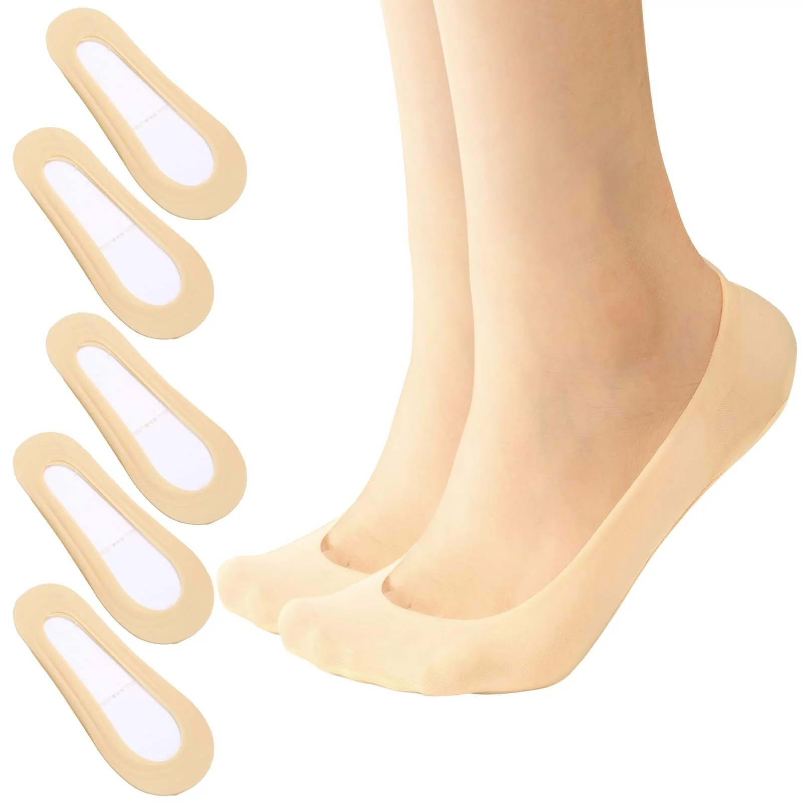 Шкарпетки жіночі невидимі нейлонові 5 пар, 38-42, балетні шкарпетки, фото №1