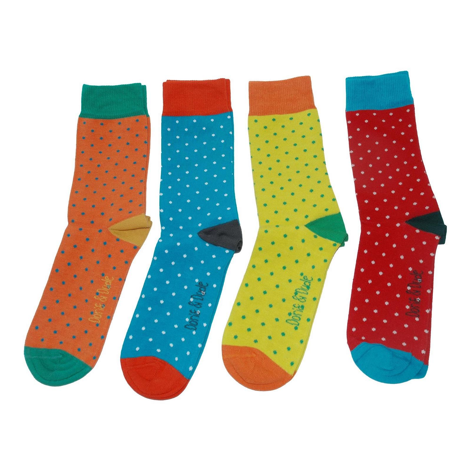 Носки Doris & Dude Bamboo Organic Crew 4 пары в подарочной коробке Med 3-7 Polka Spots Разноцветные Мягкие Прочные Экологичные Гладкий носок Дышащие, фото №1