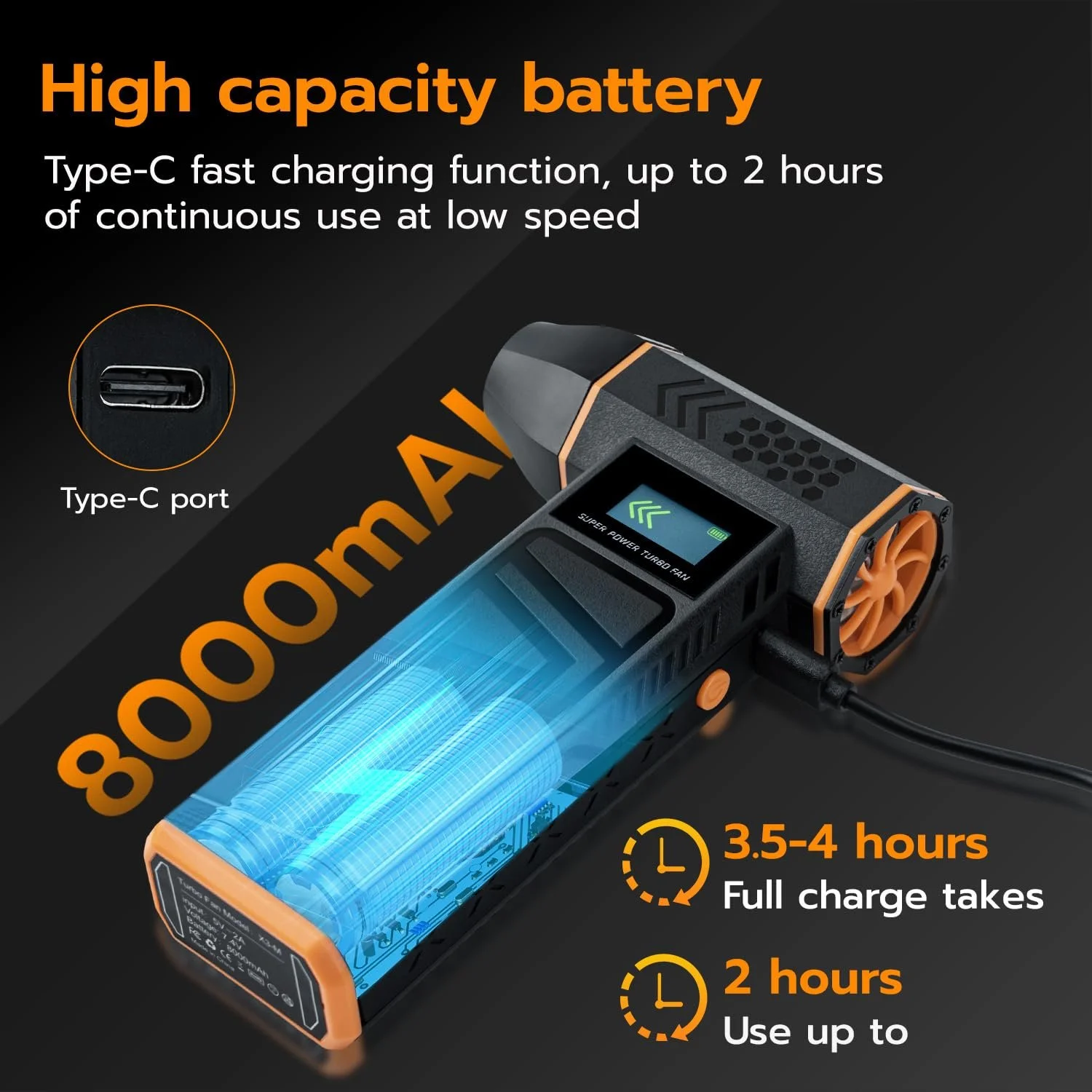 Электрическая воздуходувка Mcbazel 130000 RPM 4 скорости LED, фото №4 Электрическая воздуходувка Mcbazel 130000 RPM 4 скорости LED, фото №4