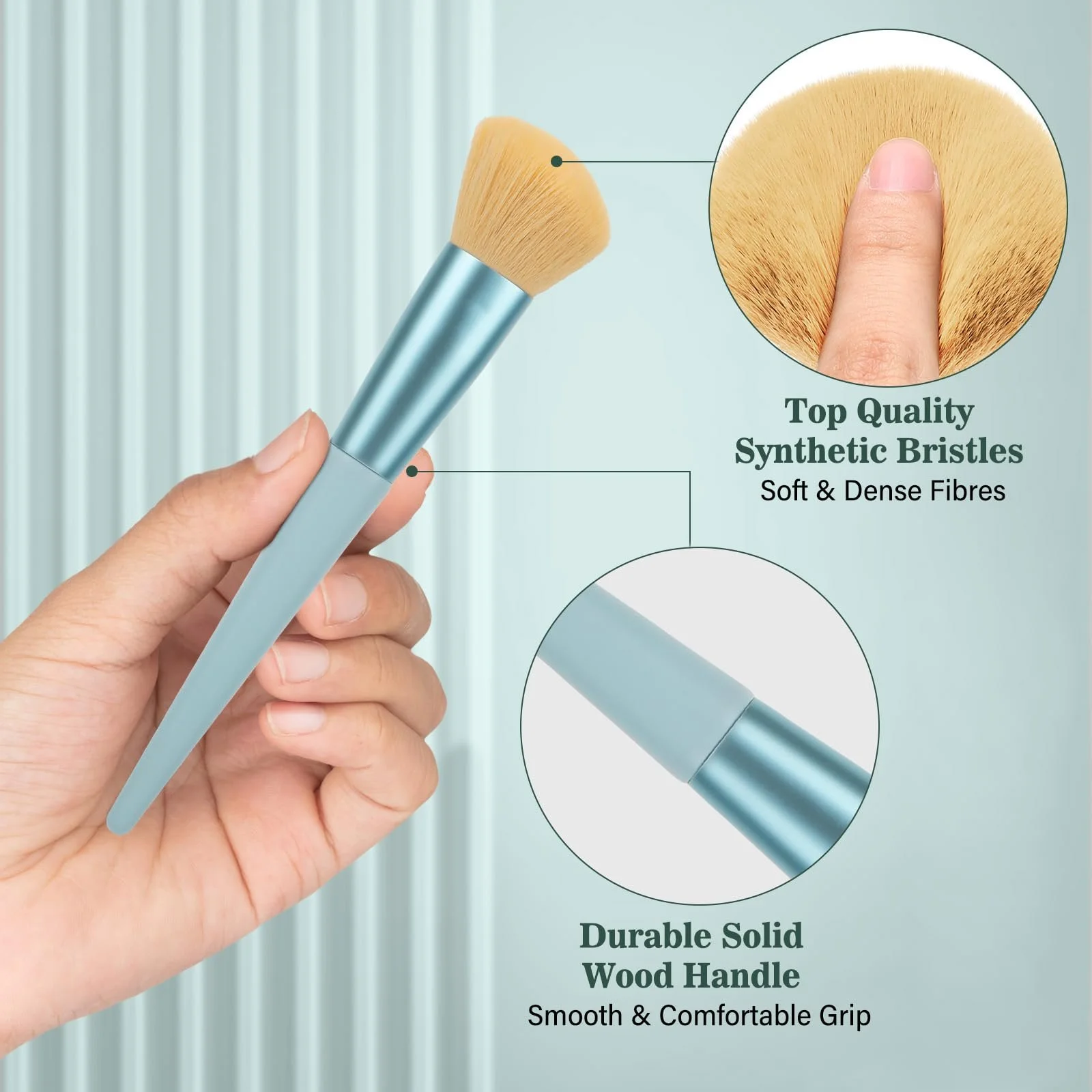 Косметичні пензлі LUXBRU 20 шт з подорожнім футляром Блакитний, фото №5 Косметичні пензлі LUXBRU 20 шт з подорожнім футляром Блакитний, фото №5