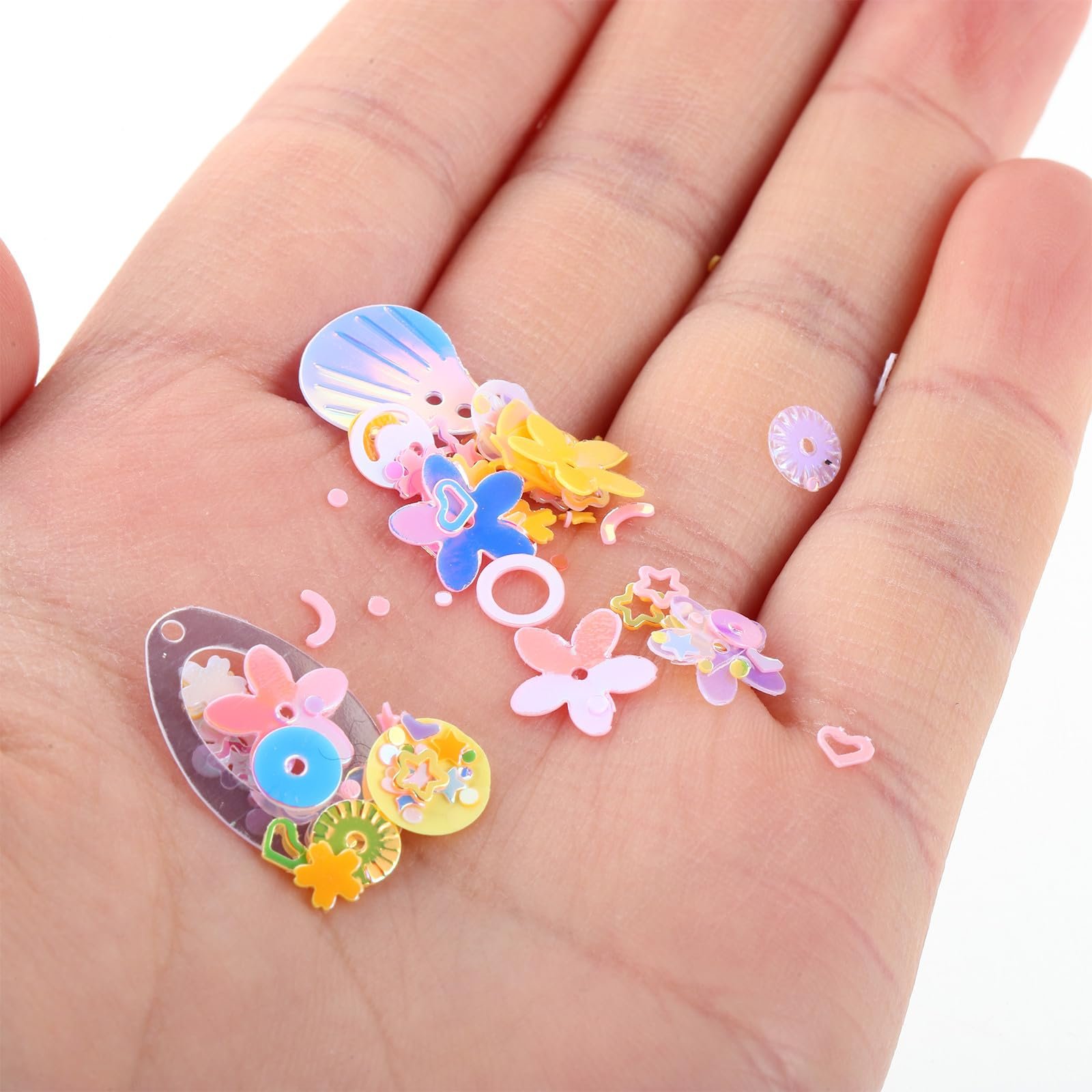 Блестки Рассыпчатые для рукоделия Плоские блестки с ярким светоотражением Разноцветные ювелирные бусинки для шитья Вышивка DIY Одежда Ногтевой дизайн, фото №4