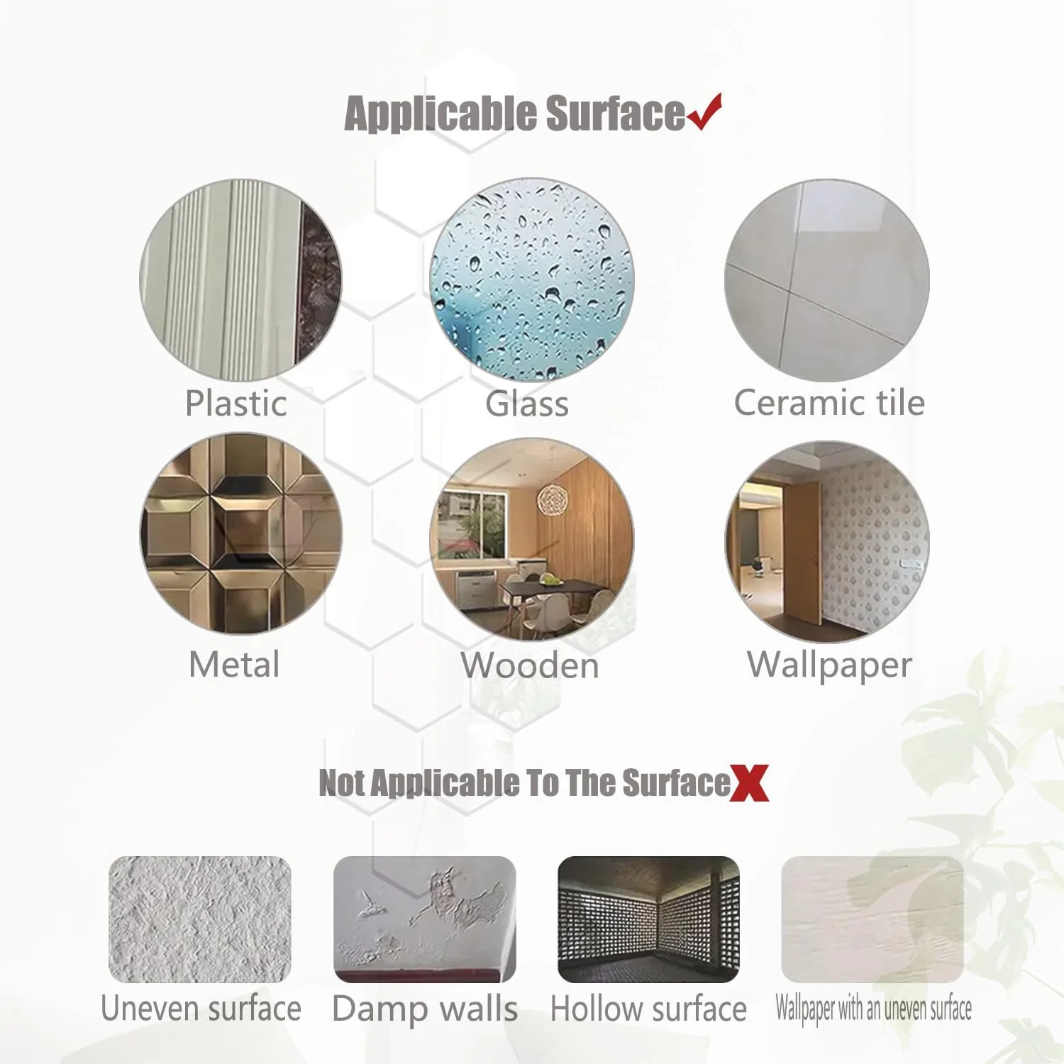 Наклейки на стіну 10 шт. Hexagonal Art Mirror акрилові дзеркальні Сріблясті, фото №4