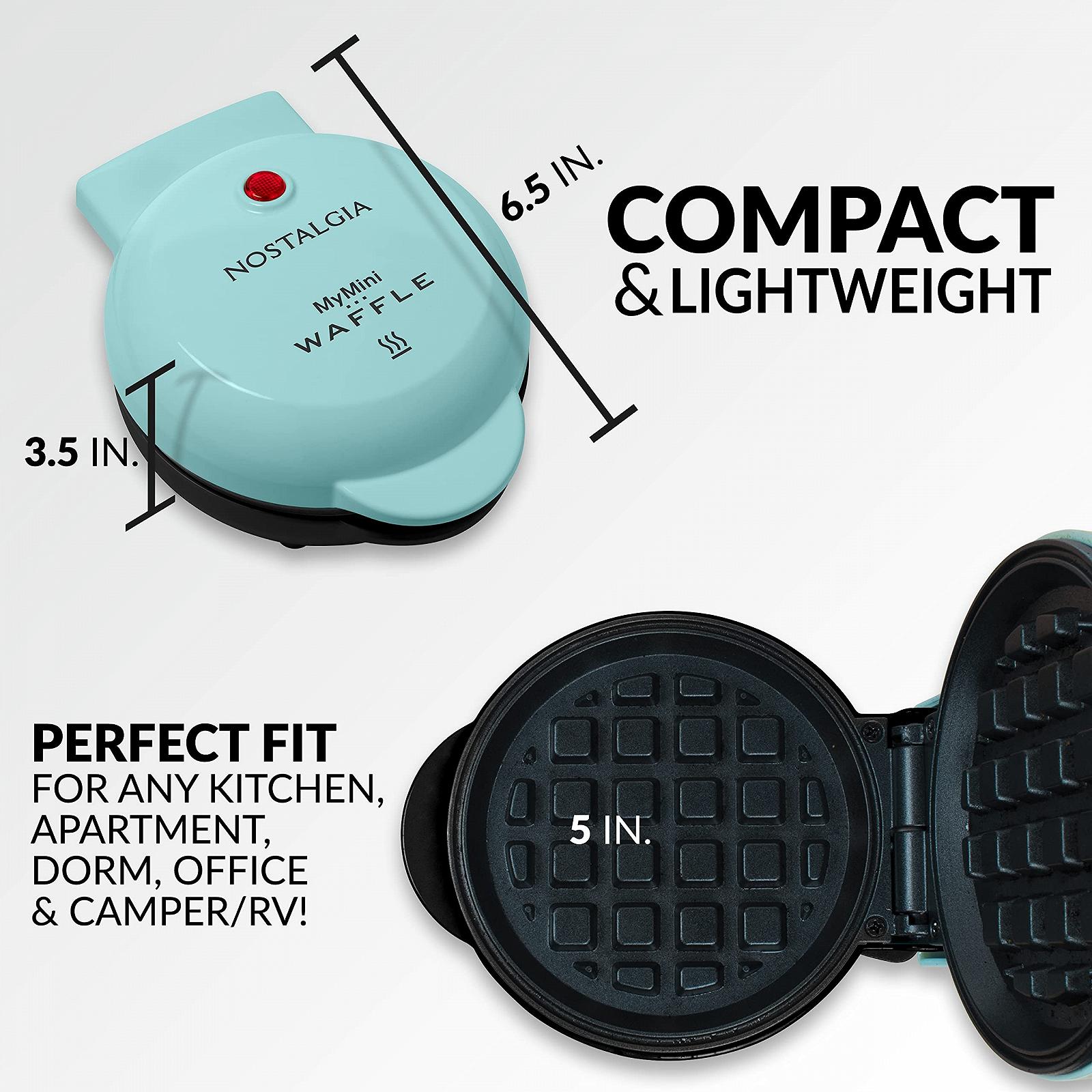 Вафельница Nostalgia MyMini Personal Electric, поверхность для готовки 12,7 см, Aqua Blue, фото №4
