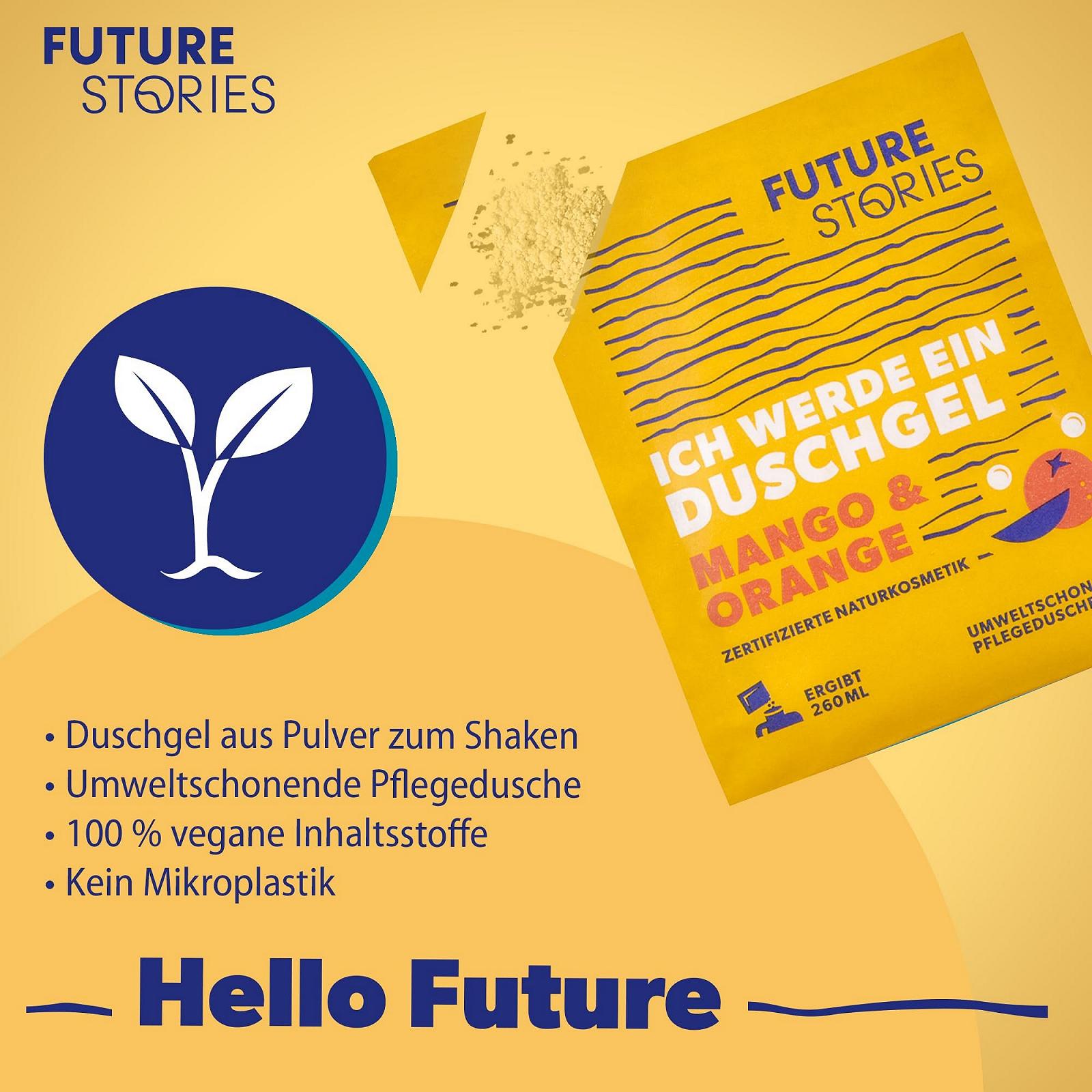 Стартовый набор гель для душа в порошке Future Stories с дозатором Алоэ вера Манго и Апельсин 20 г, фото №2