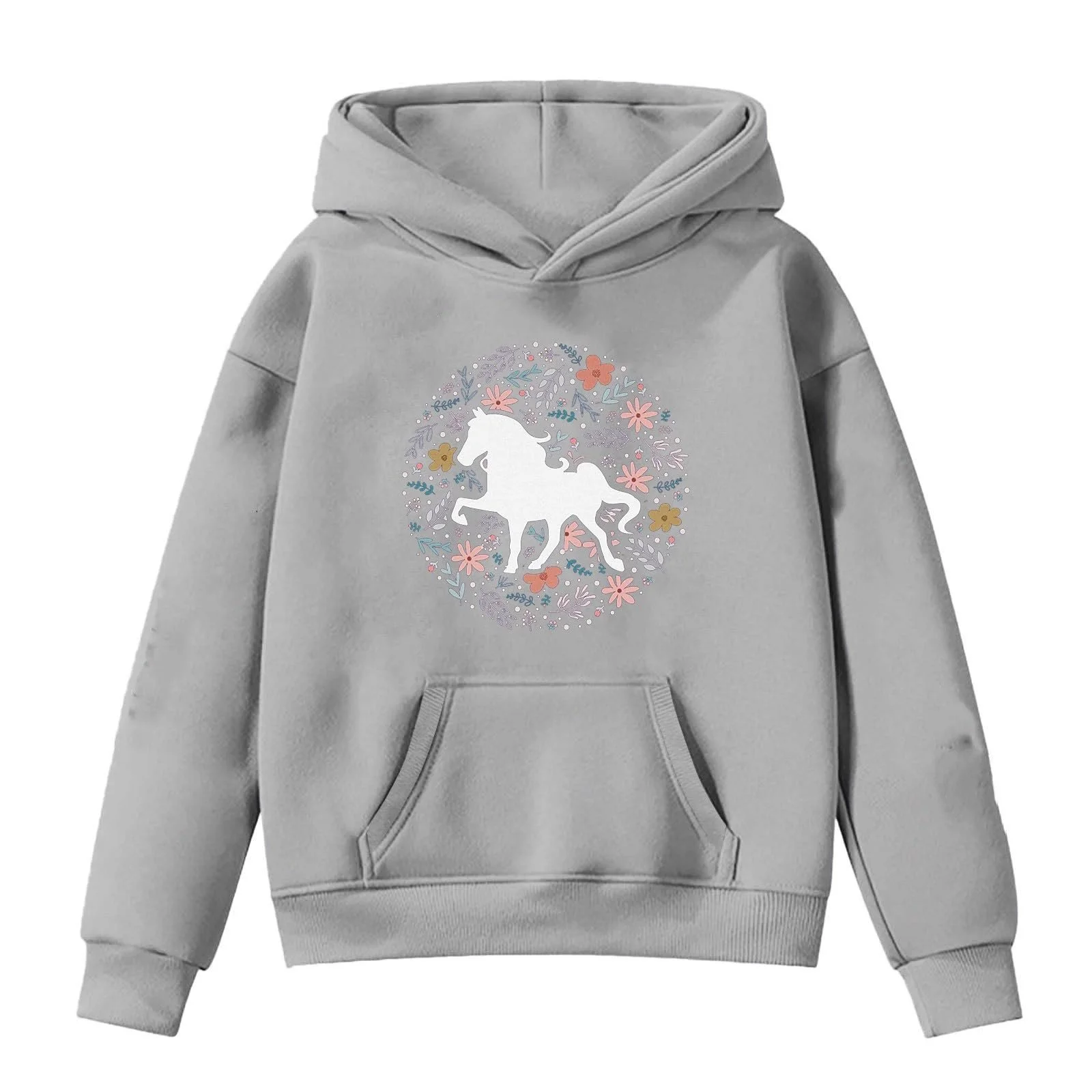 Худі для дівчинки з довгими рукавами та малюнком коня, фото №1