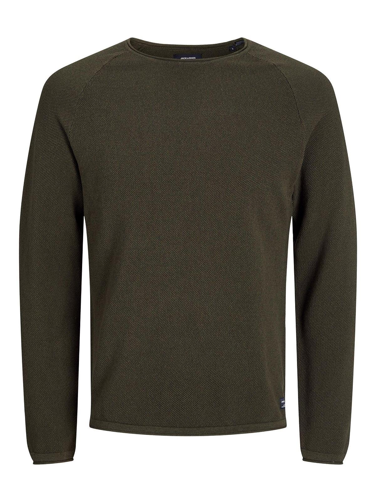 Вязаний пуловер JACK & JONES JJEHILL чоловічий, з круглим вирізом, базовий, з довгими рукавами, бавовняна сорочка, фото №1