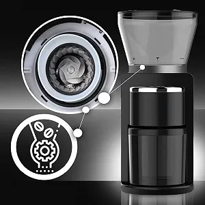 Кофемолка Retoo Electric Disc Grinder, 52 настройки помола, контейнер для кофейных зерен 110 г, цифровой дисплей, 180 Вт, 500 об/мин, пластик, нержавеющая сталь, черный synthetic.ua - Фото 1