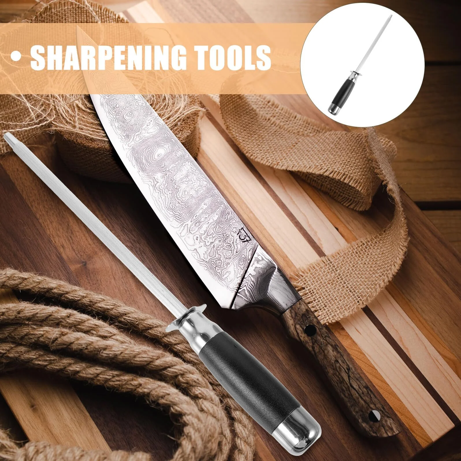 Мусат ERINGOGO Stainless Steel з ергономічною ручкою з нержавіючої сталі, фото №8