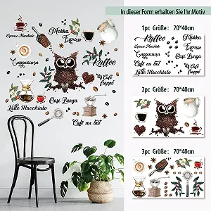 Наклейки на стену Coffee Varieties Owl Coffee Beans 47 шт. synthetic.ua - Фото 1