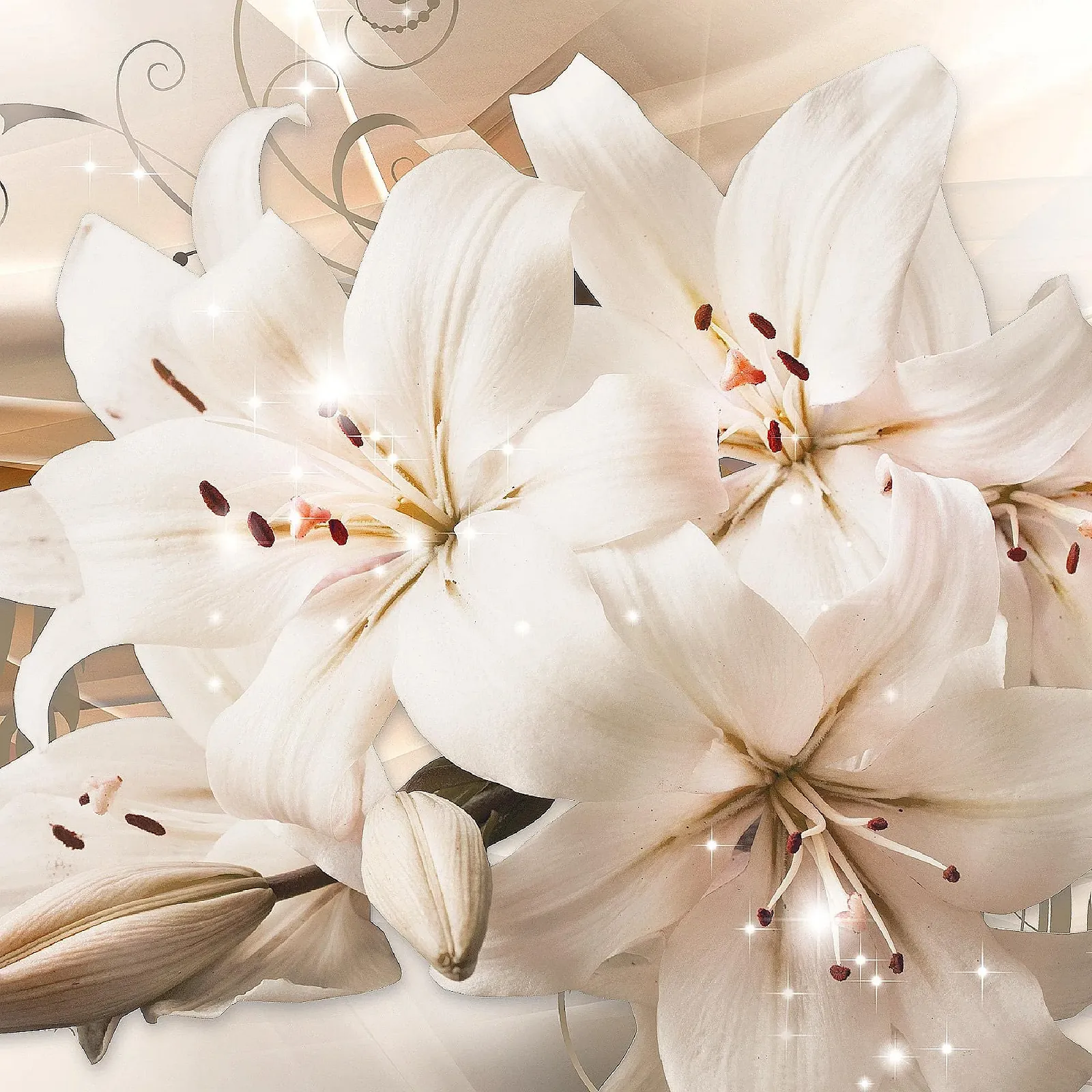 Набір картин Runa Art XXL Flowers Lilies 4 шт. Бежевий Коричневий, фото №7