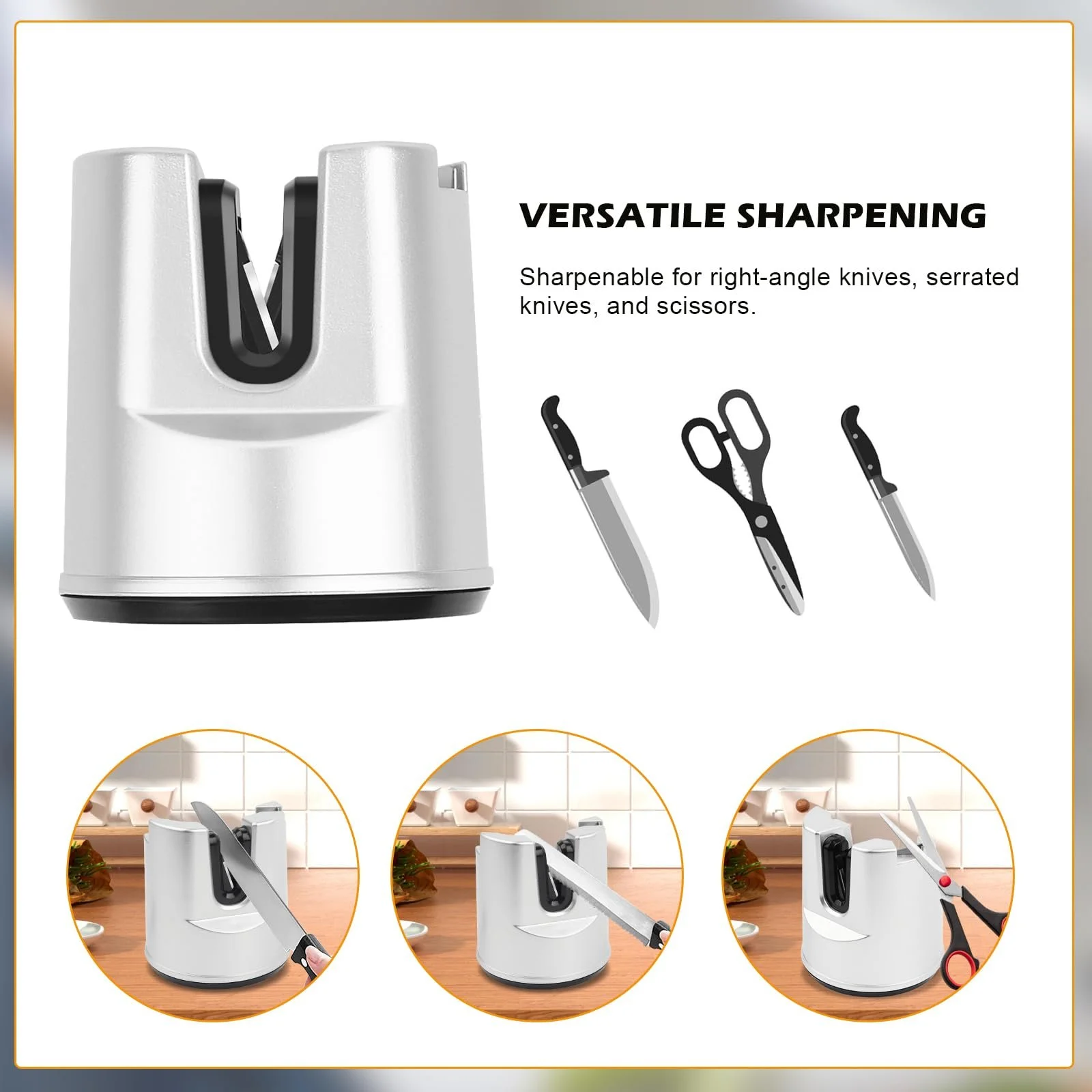 Точилка для ножів та ножиць з присосками та регульованим кутом заточування, фото №2