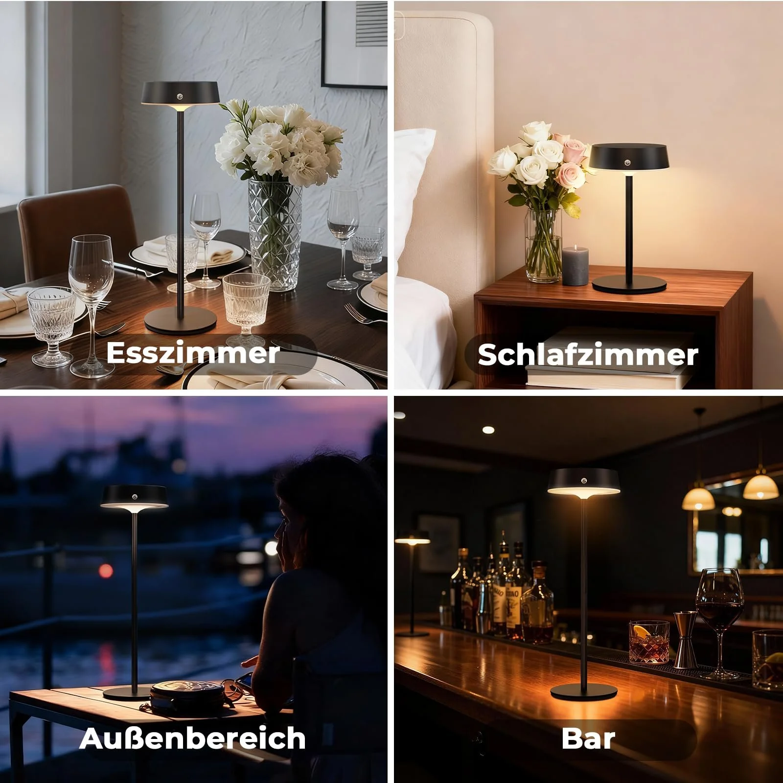 Настільна лампа LED бездротова акумуляторна сенсорна алюмінієва регульована висота IP65 набір 2 шт., фото №8