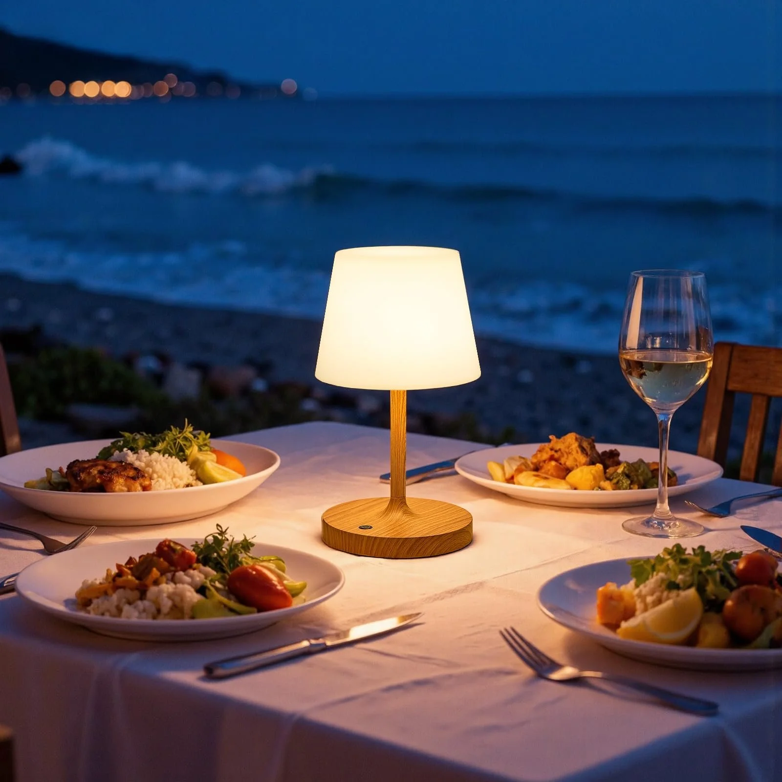 Настільна лампа PreeOtti LED Акумуляторна Сенсорна Димирувана IP54 Колір дерева, фото №5