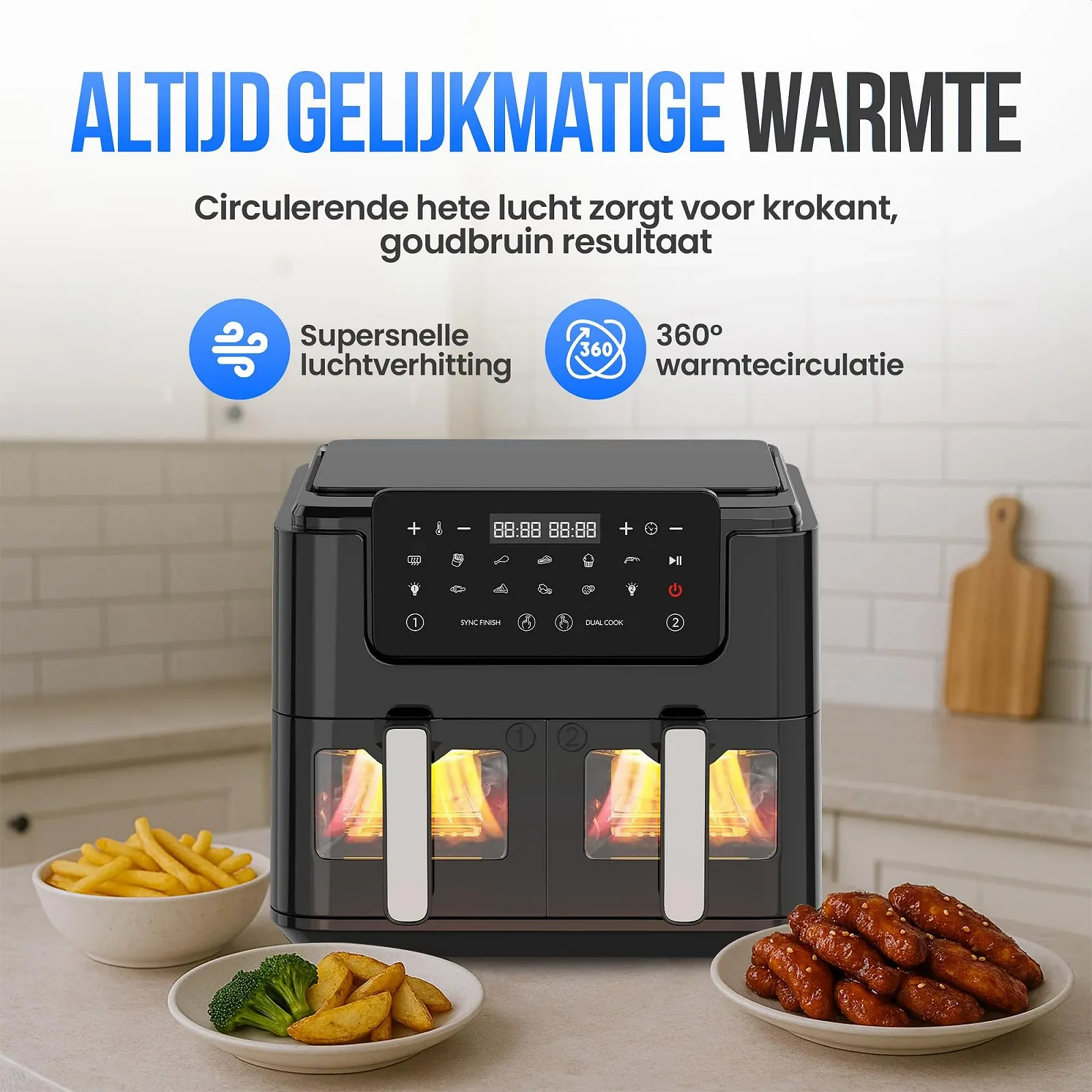 Мультипіч Strex Airfryer XXL 10 л 2500 Вт 50ºC-200ºC 10 програм Чорна, фото №3 Мультипіч Strex Airfryer XXL 10 л 2500 Вт 50ºC-200ºC 10 програм Чорна, фото №3