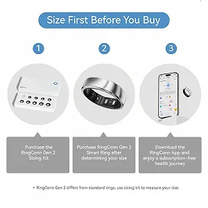 Умное кольцо RingConn Gen 2, мониторинг апноэ сна, 12 дней работы аккумулятора, отслеживание стресса/сердечного ритма/женского здоровья, совместимо с Android и iOS synthetic.ua - Фото 1