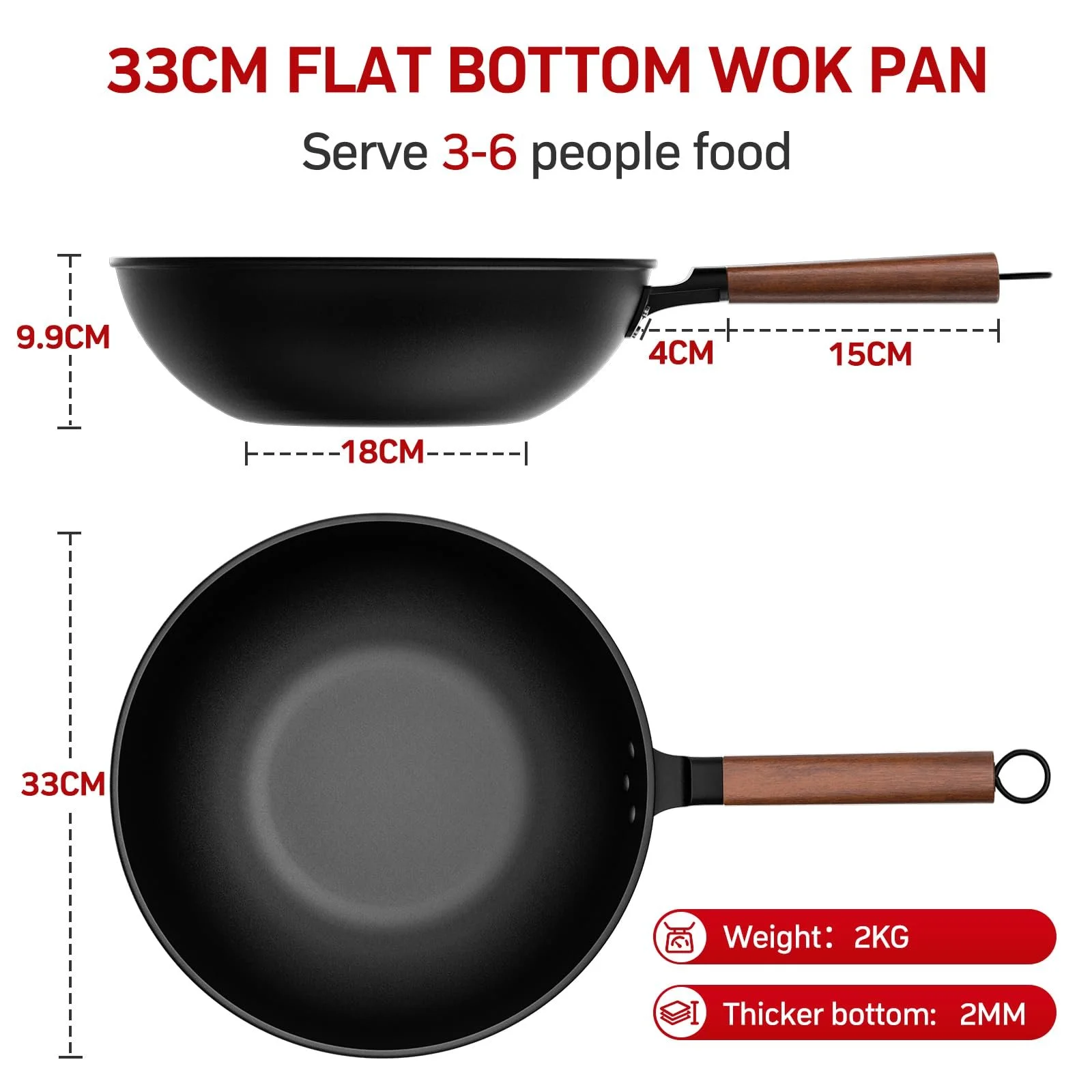 Сковорідка-Wok Jobin 33 см / 5.6 л з кришкою, вуглецева сталь, для азіатських страв, для 4-6 осіб, фото №6 Сковорідка-Wok Jobin 33 см / 5.6 л з кришкою, вуглецева сталь, для азіатських страв, для 4-6 осіб, фото №6
