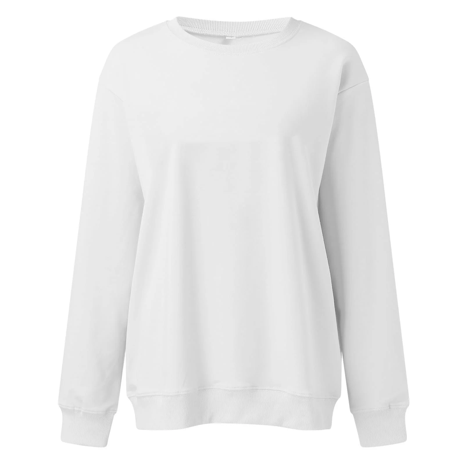 Женская Толстовка 2024 Стильная С круглым вырезом Длинный рукав Тонкая Удобная Однотонная Идеальна как Пуловер для спорта и отдыха, фото №3