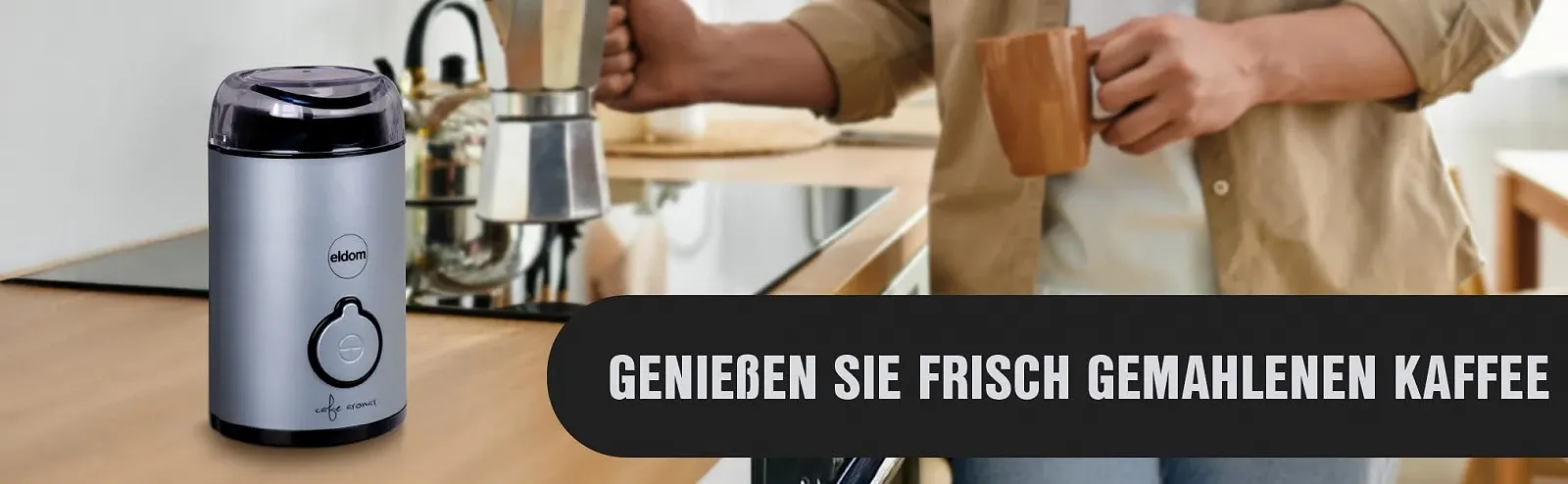 Электрическая кофемолка Eldom MK90C 60 г Черный (голубой), фото №3