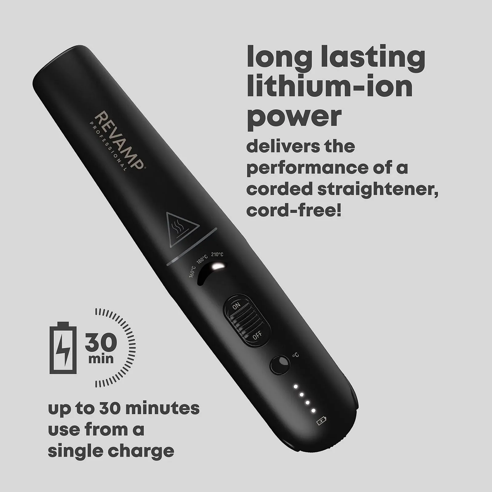 Беспроводной керамический выпрямитель для волос REVAMP Liberate Compact Black, фото №3 Беспроводной керамический выпрямитель для волос REVAMP Liberate Compact Black, фото №3