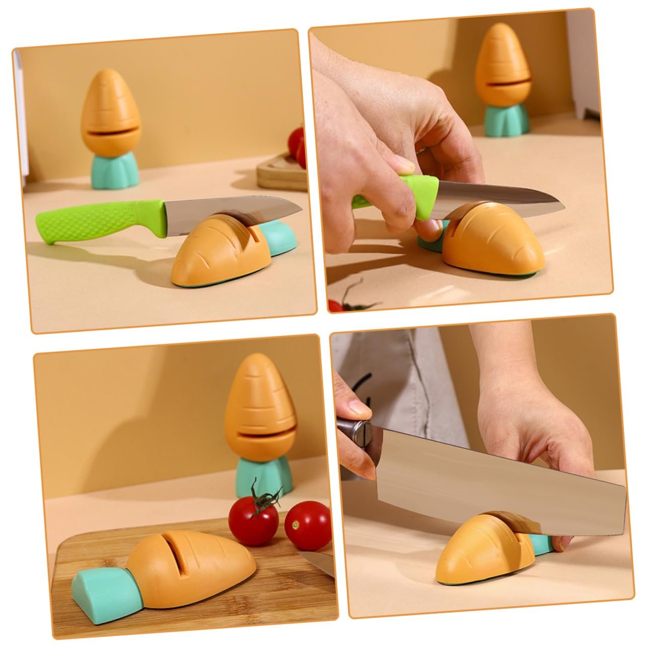 Точилка для ножей VALICLUD набор 4 шт. мини в форме моркови эргономичная нековзная, фото №5