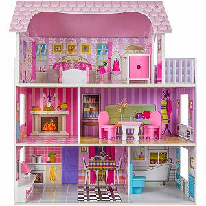 Деревянный игрушечный домик для кукол VISTA TRADE с аксессуарами и мебелью - Фото 1