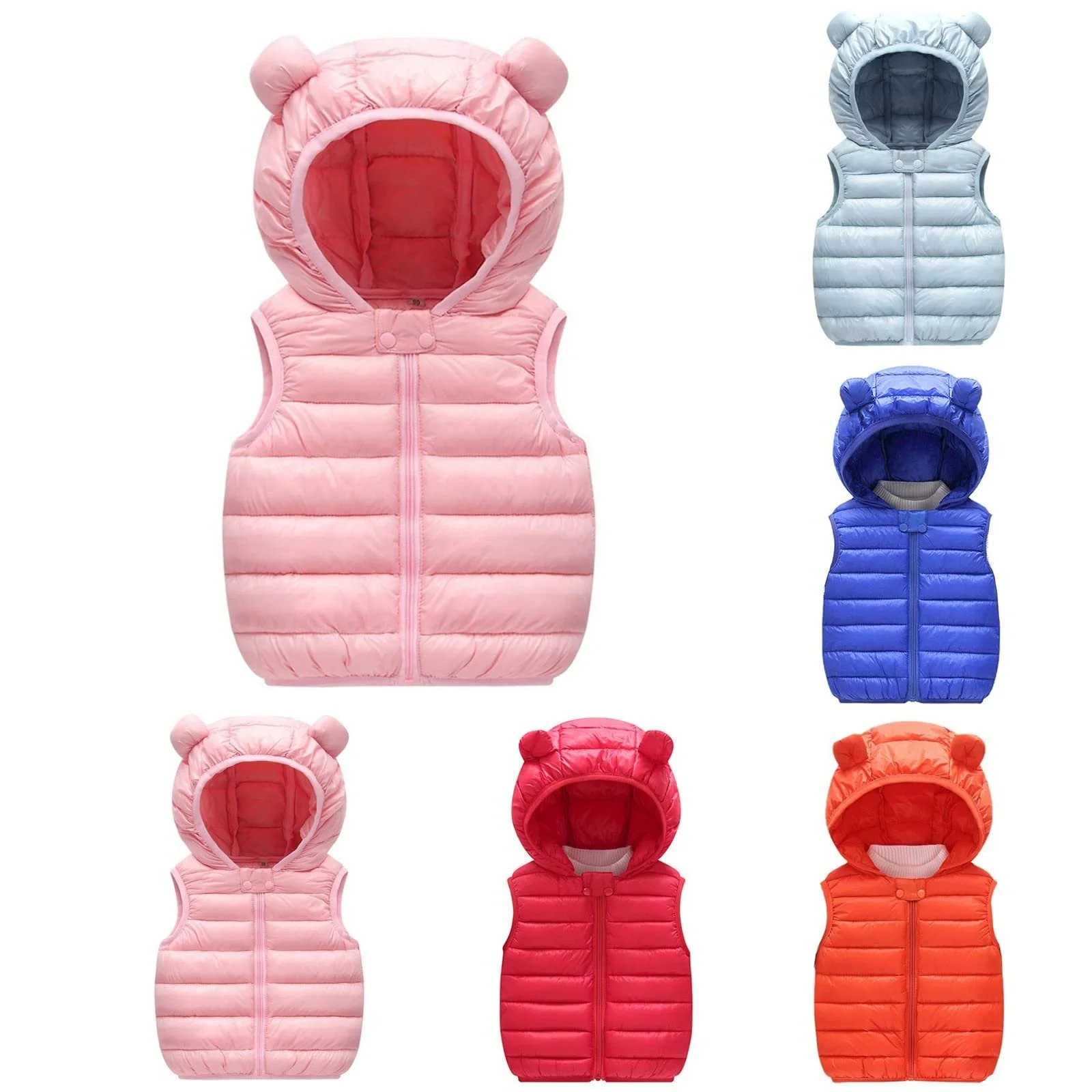 Дитячий Легкий Пуховий Жилет з Капюшоном та Вушками, фото №5