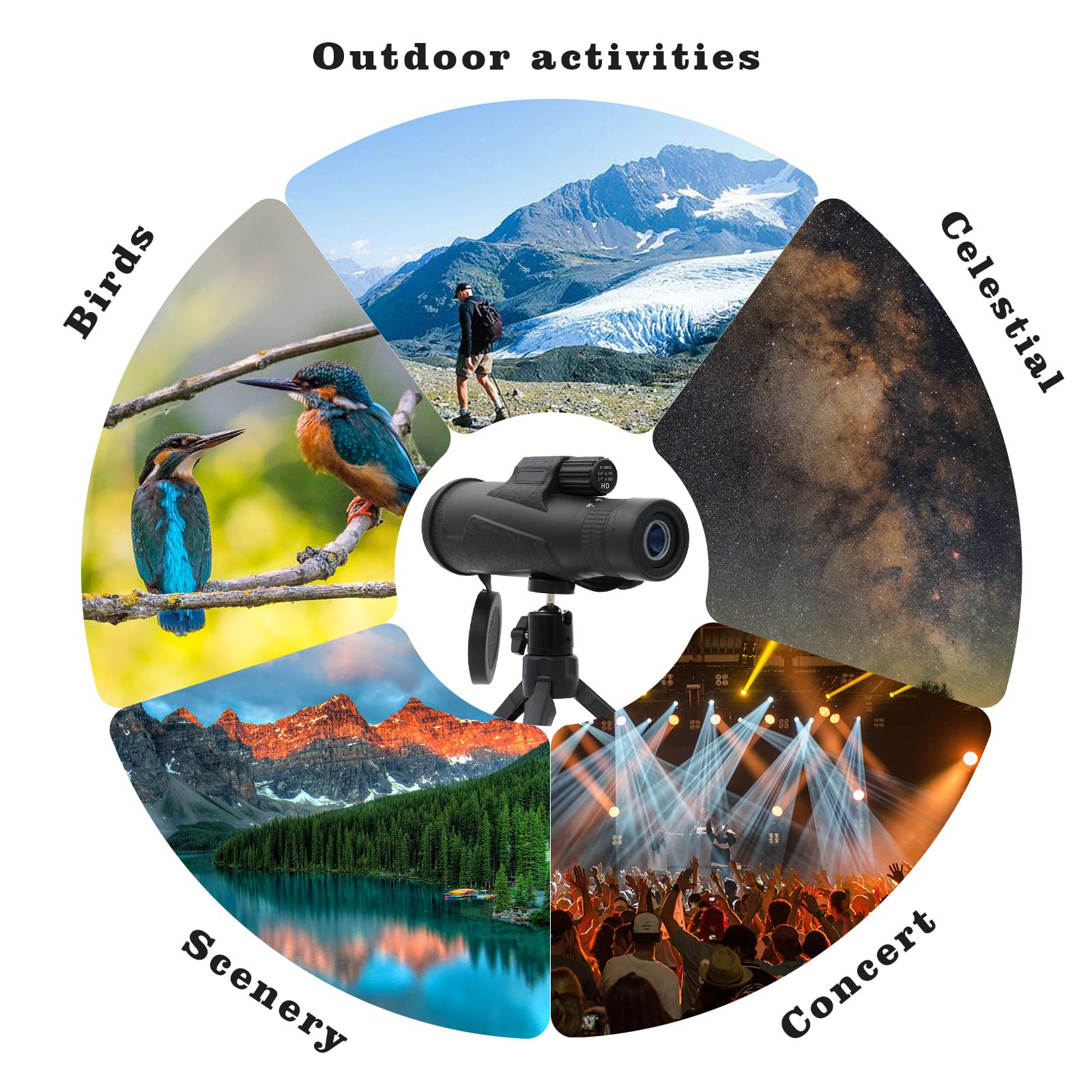 Монокуляр High Power Zoom 10-30x50 з адаптером для смартфона штативом ручним ременем, фото №5