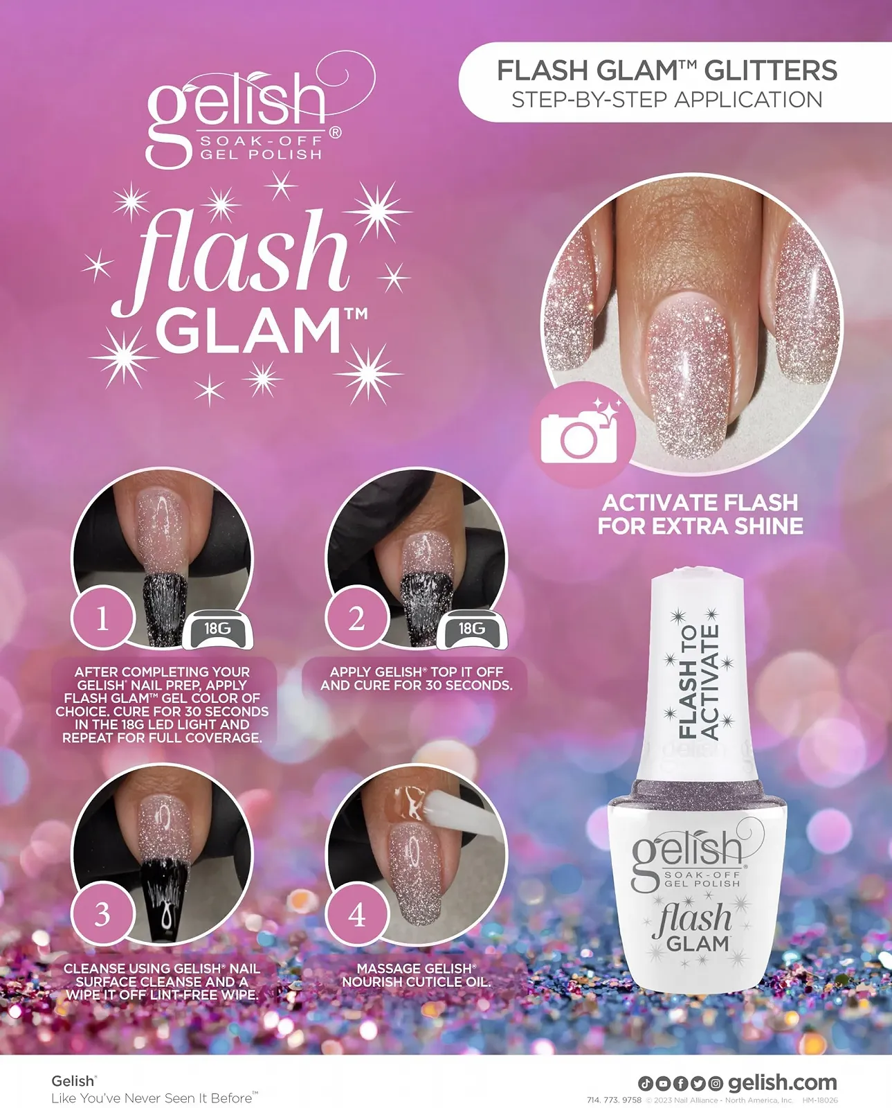 Гель-лак Gelish Flash Glam™ Bright Up My Alley Оранжевый Блеск, 15 мл, фото №8 Гель-лак Gelish Flash Glam™ Bright Up My Alley Оранжевый Блеск, 15 мл, фото №8