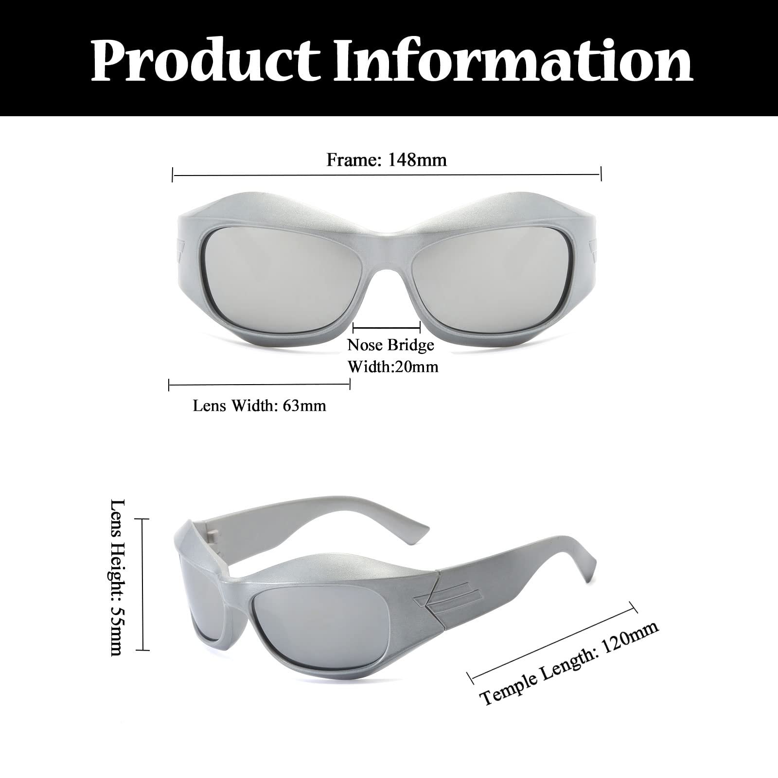 Спортивні окуляри LJCZKA y2k Wrap Around для чоловіків і жінок, фото №3