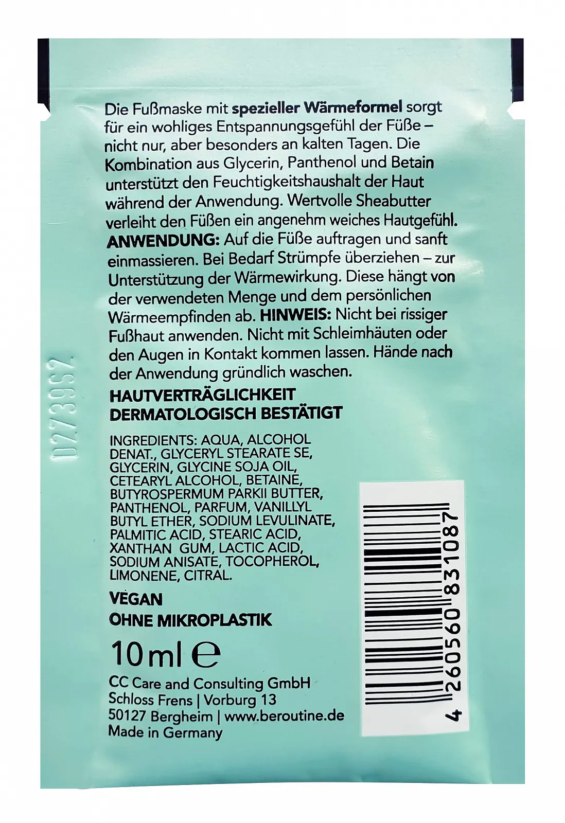 Зігріваюча маска для ніг #be routine Fresh 10 мл (12 шт. в упаковці), фото №3