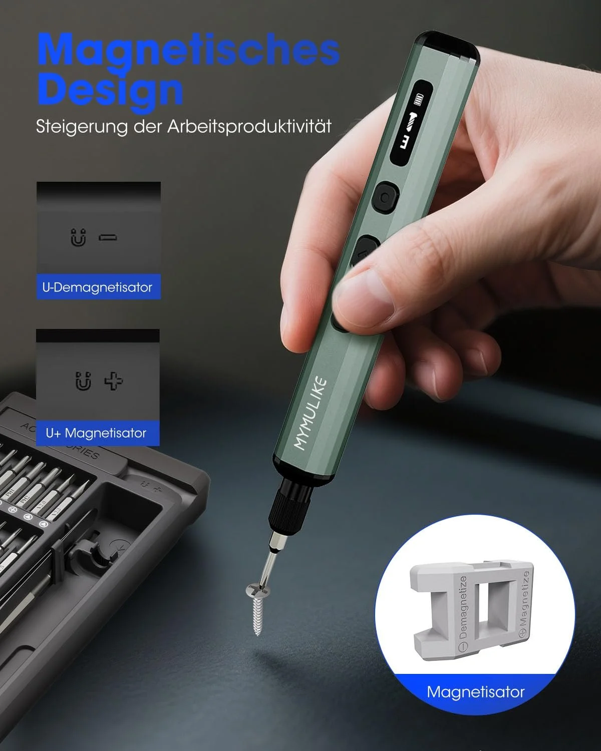 Електрична викрутка MYMULIKE Precision Mini 78 в 1, 56 магнітних біт, 9 прецизійних свердл, фото №3