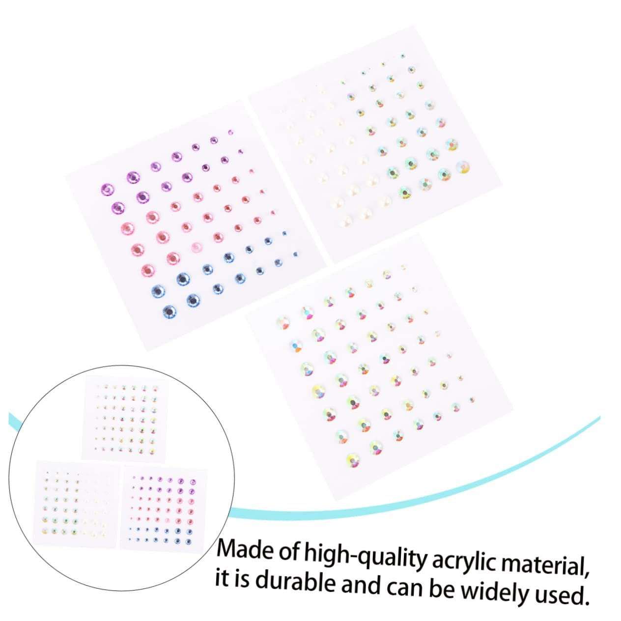 Стразы Самоклеящиеся NUOBESTY 18 листов Разные формы и цвета, фото №3