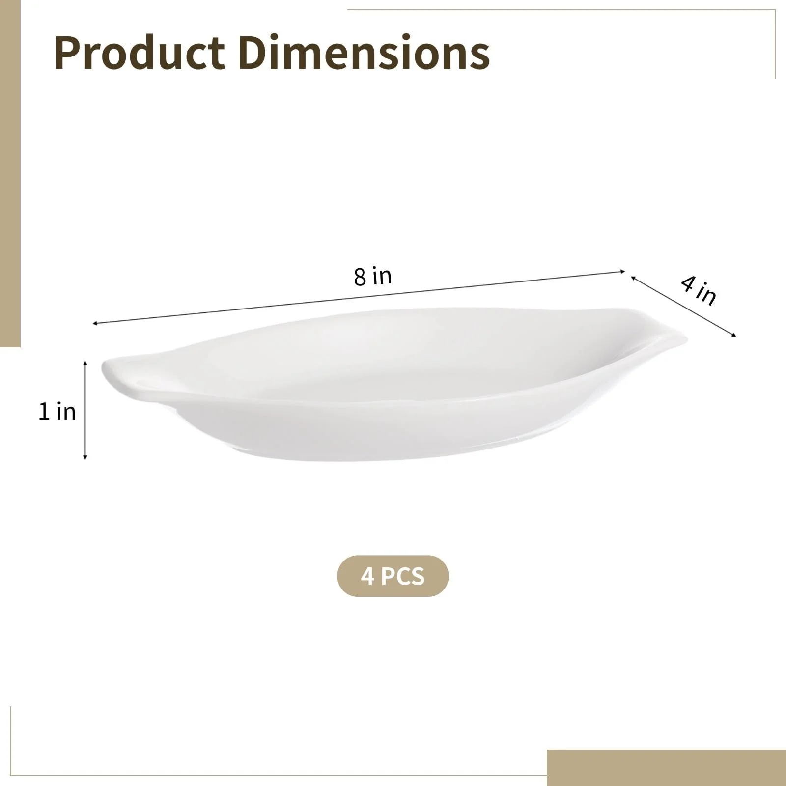 Форми для запікання овальні керамічні 8" x 4" з двома ручками білі, фото №3