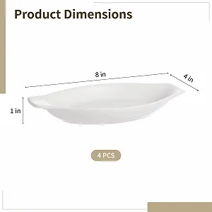 Форми для запікання овальні міні керамічні з ручками білі 20,3 x 10,2 см 4 шт. synthetic.ua - Фото 1