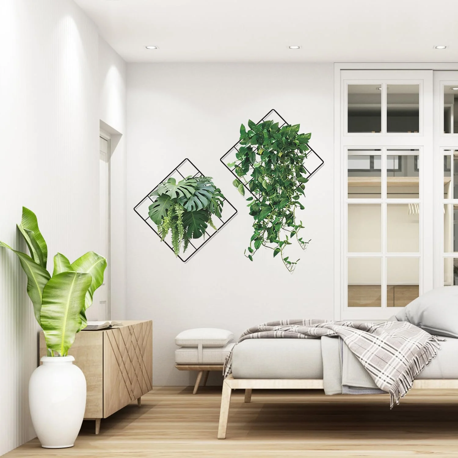 Наклейка на стіну Plants Green 3D PVC Набір 6 шт., фото №3