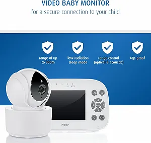 Детская видеоняня с монитором 4.3'' reer BabyCam XL Move Белый synthetic.ua - Фото 1