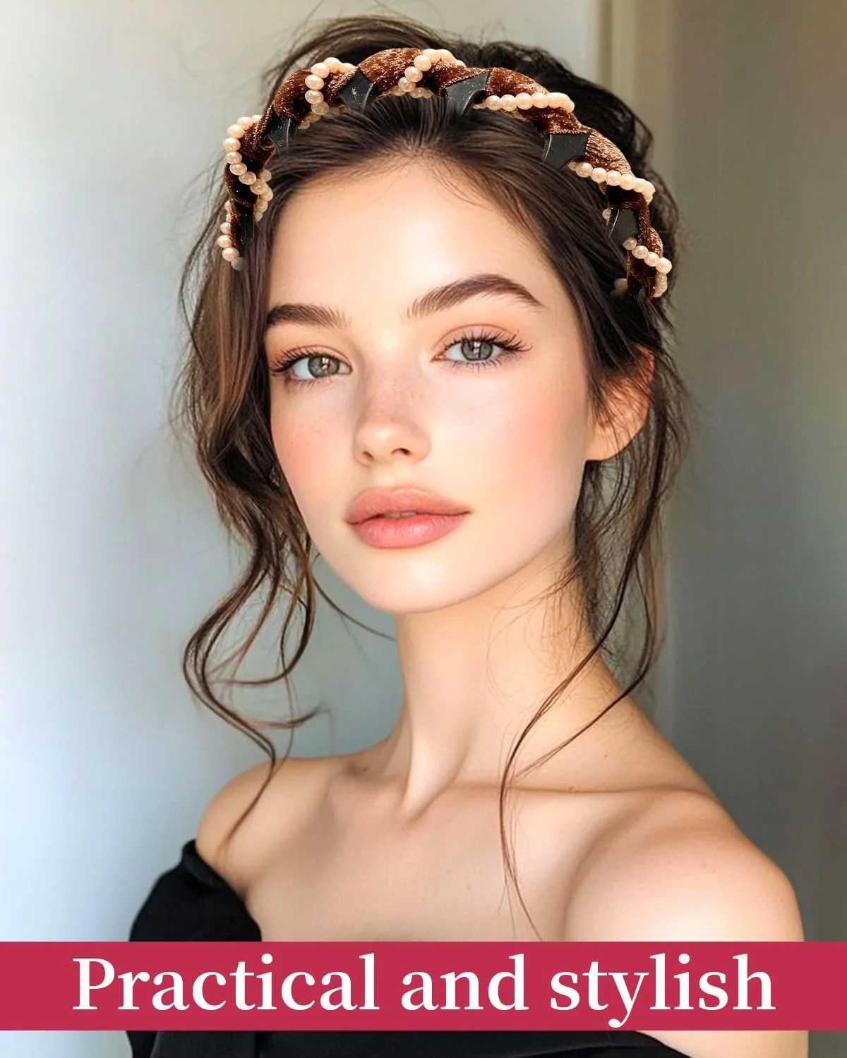 Обруч для волос 3 шт с жемчугом, фото №5