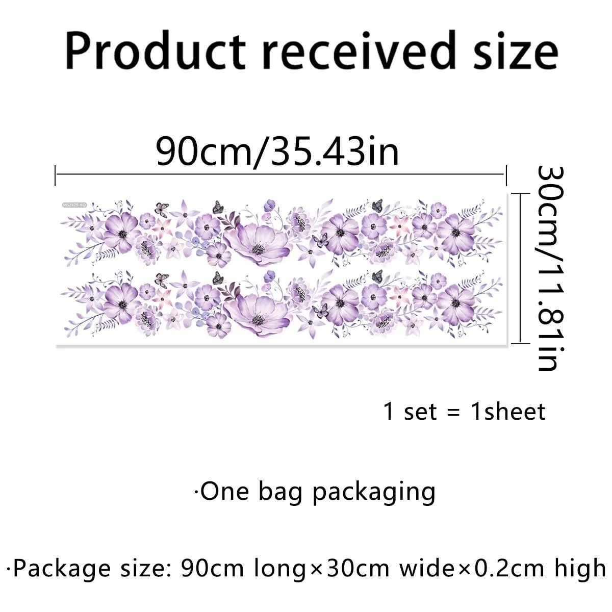 Наклейки на стену Фиолетовые цветы и бабочки 2 шт Фиолетовый, фото №5