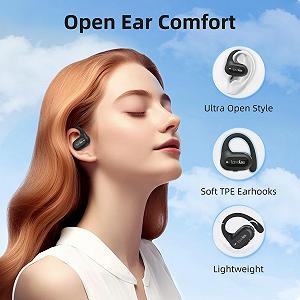Наушники Lavales Open Ear Bluetooth 5.4 Wireless с микрофоном и ушными крючками 47 часов Черный synthetic.ua - Фото 1
