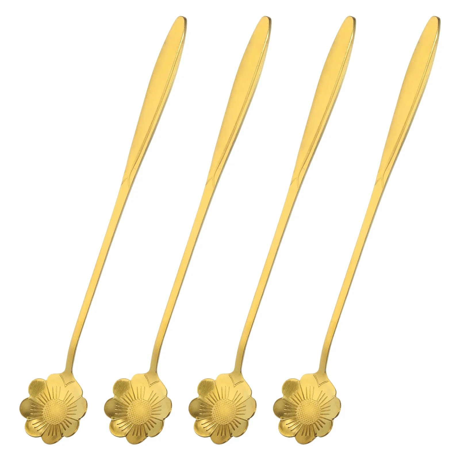 Набір з 4 квіткових ложок з нержавіючої сталі 17,78 см, фото №1