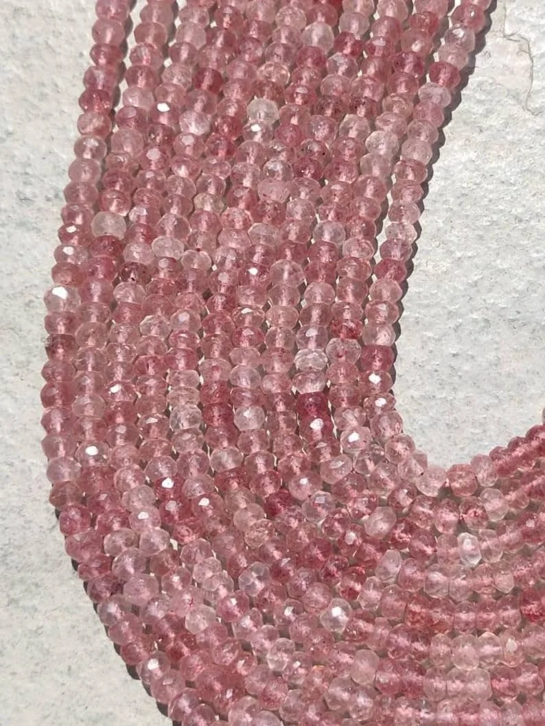 Намистини Круглі Рожева Суниця Гранені 4.5-5 мм, фото №1