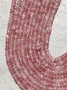 Бусины Круглые Розовая Клубника Граненые 4.5-5 мм - Фото 1