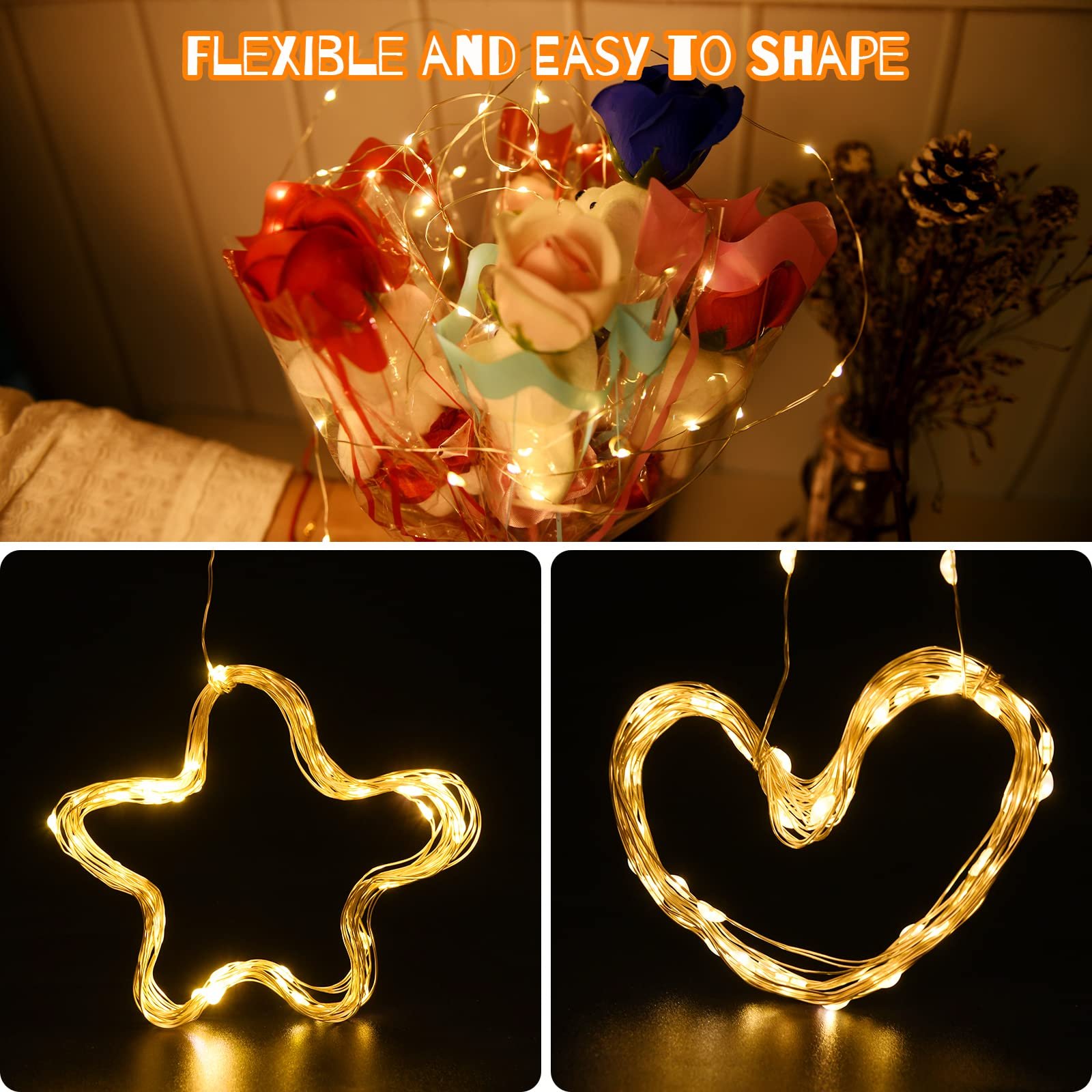Гірлянда Cshare Світлодіодна 20 LED срібний дріт живлення від батарейок теплий білий, фото №4