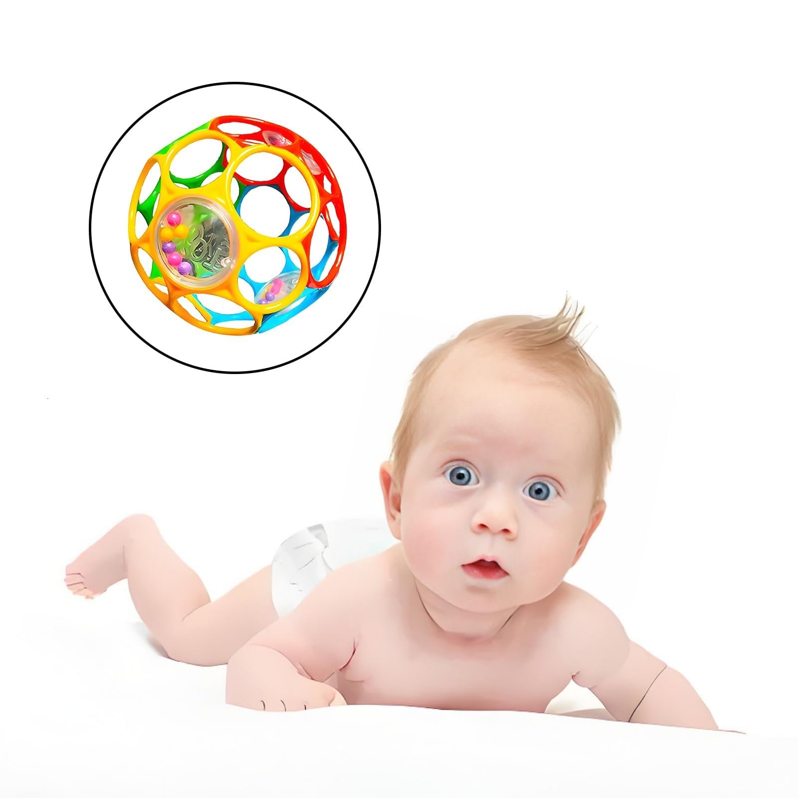 М'яч для немовлят різнокольоровий, іграшка-брязкальце для немовлят 6 місяців, розвиває моторику, сенсорний розвиток, легко тримати, фото №5 М'яч для немовлят різнокольоровий, іграшка-брязкальце для немовлят 6 місяців, розвиває моторику, сенсорний розвиток, легко тримати, фото №5
